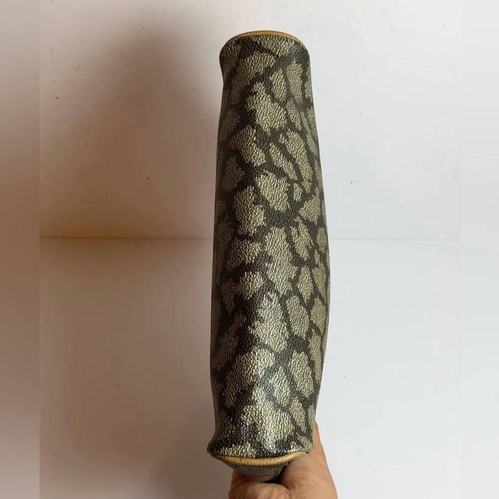 Vintage Yves Saint Laurent Giraffe Print Pouch PVC Coated Canvas Clutch - Picture 6 of 11